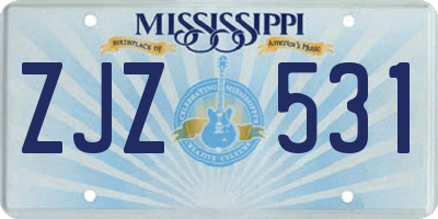 MS license plate ZJZ531