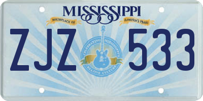 MS license plate ZJZ533