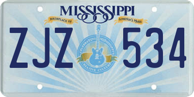 MS license plate ZJZ534