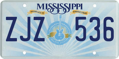 MS license plate ZJZ536