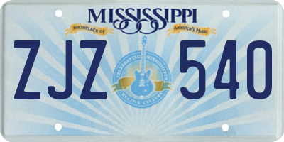 MS license plate ZJZ540