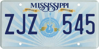 MS license plate ZJZ545