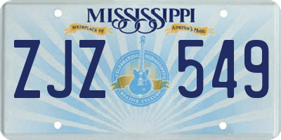MS license plate ZJZ549