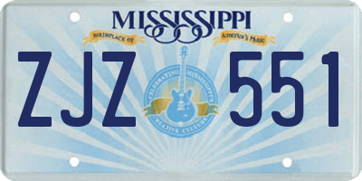 MS license plate ZJZ551