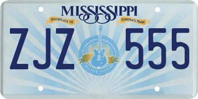 MS license plate ZJZ555