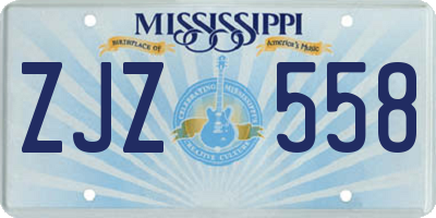 MS license plate ZJZ558