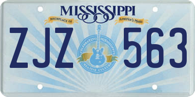 MS license plate ZJZ563