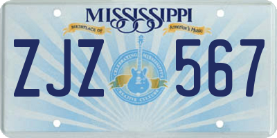 MS license plate ZJZ567