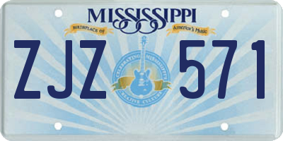 MS license plate ZJZ571