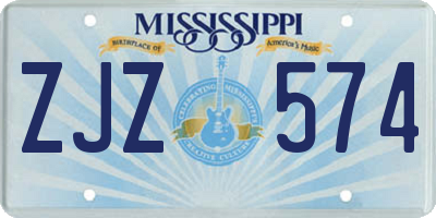 MS license plate ZJZ574