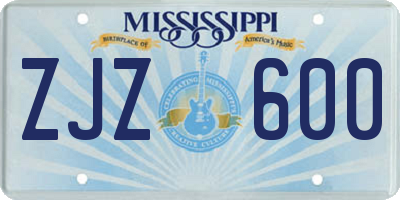 MS license plate ZJZ600