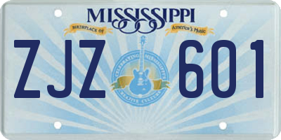 MS license plate ZJZ601