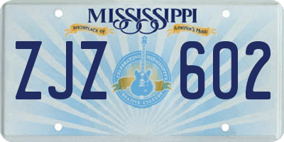 MS license plate ZJZ602