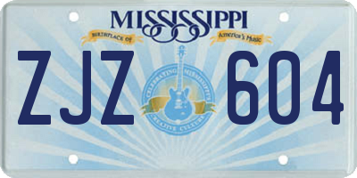 MS license plate ZJZ604