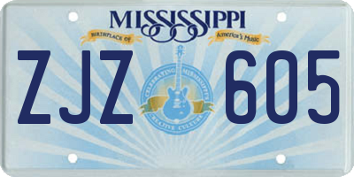 MS license plate ZJZ605