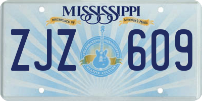 MS license plate ZJZ609