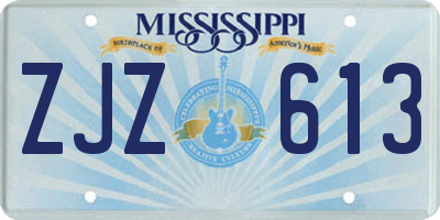MS license plate ZJZ613