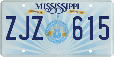 MS license plate ZJZ615