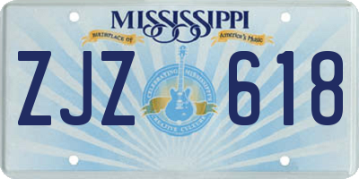 MS license plate ZJZ618