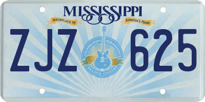 MS license plate ZJZ625