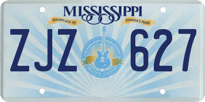 MS license plate ZJZ627