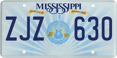 MS license plate ZJZ630