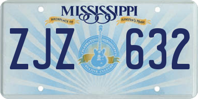 MS license plate ZJZ632