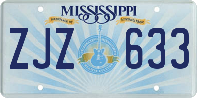 MS license plate ZJZ633