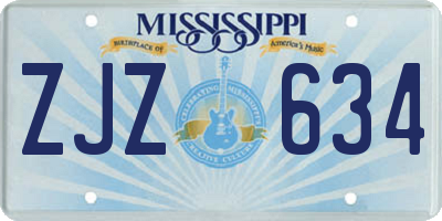 MS license plate ZJZ634