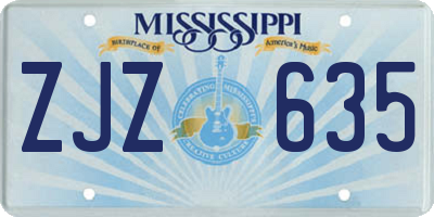 MS license plate ZJZ635