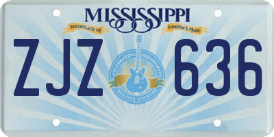MS license plate ZJZ636