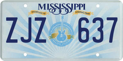 MS license plate ZJZ637