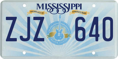 MS license plate ZJZ640