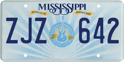 MS license plate ZJZ642