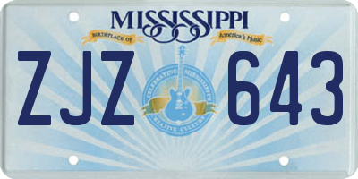 MS license plate ZJZ643