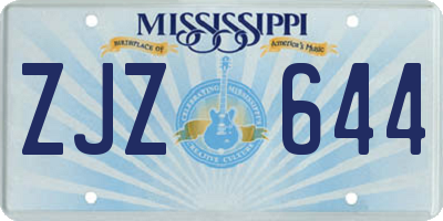 MS license plate ZJZ644