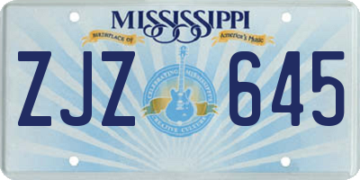 MS license plate ZJZ645