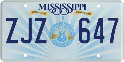 MS license plate ZJZ647