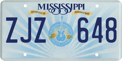 MS license plate ZJZ648
