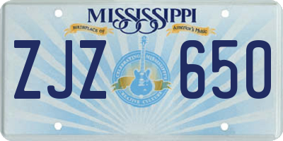 MS license plate ZJZ650