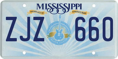 MS license plate ZJZ660