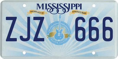 MS license plate ZJZ666