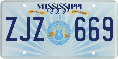 MS license plate ZJZ669