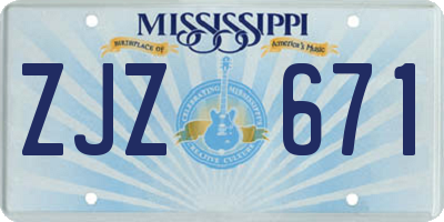 MS license plate ZJZ671