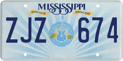 MS license plate ZJZ674