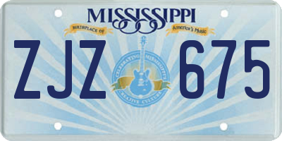 MS license plate ZJZ675