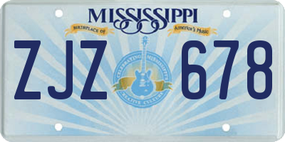 MS license plate ZJZ678