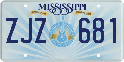 MS license plate ZJZ681
