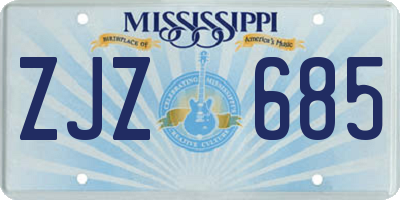 MS license plate ZJZ685