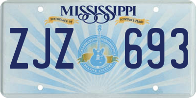 MS license plate ZJZ693